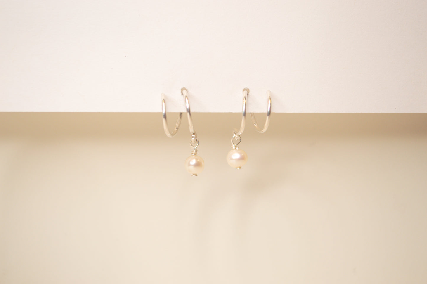Double Twist Pearl Hoops