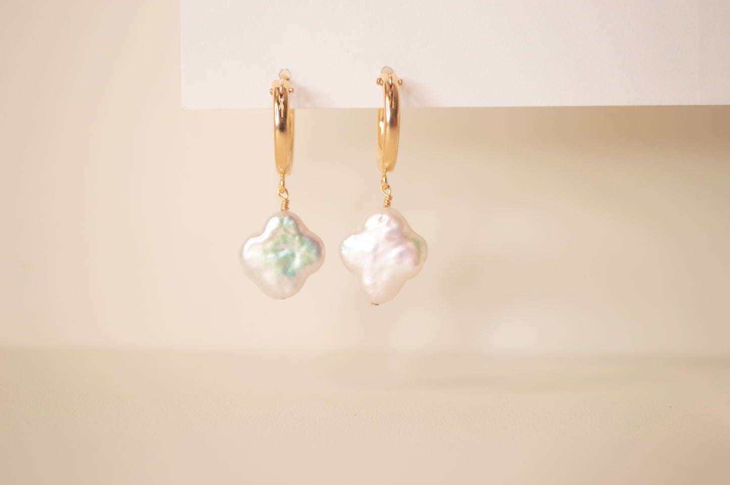 Clover pearl hoops