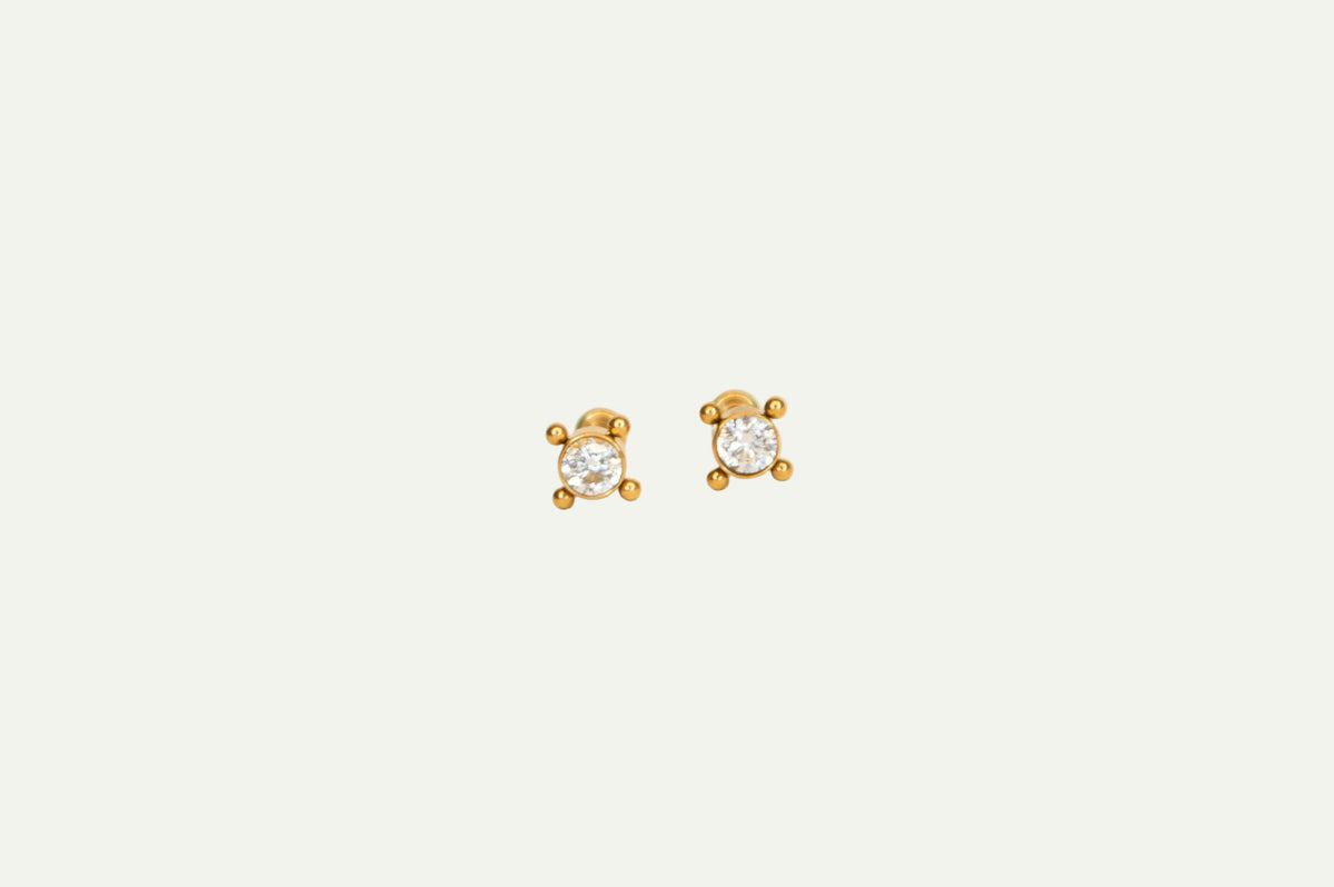 Pronged Sparkle Flatbacks in implant-grade titanium by Syd Squared Jewelry