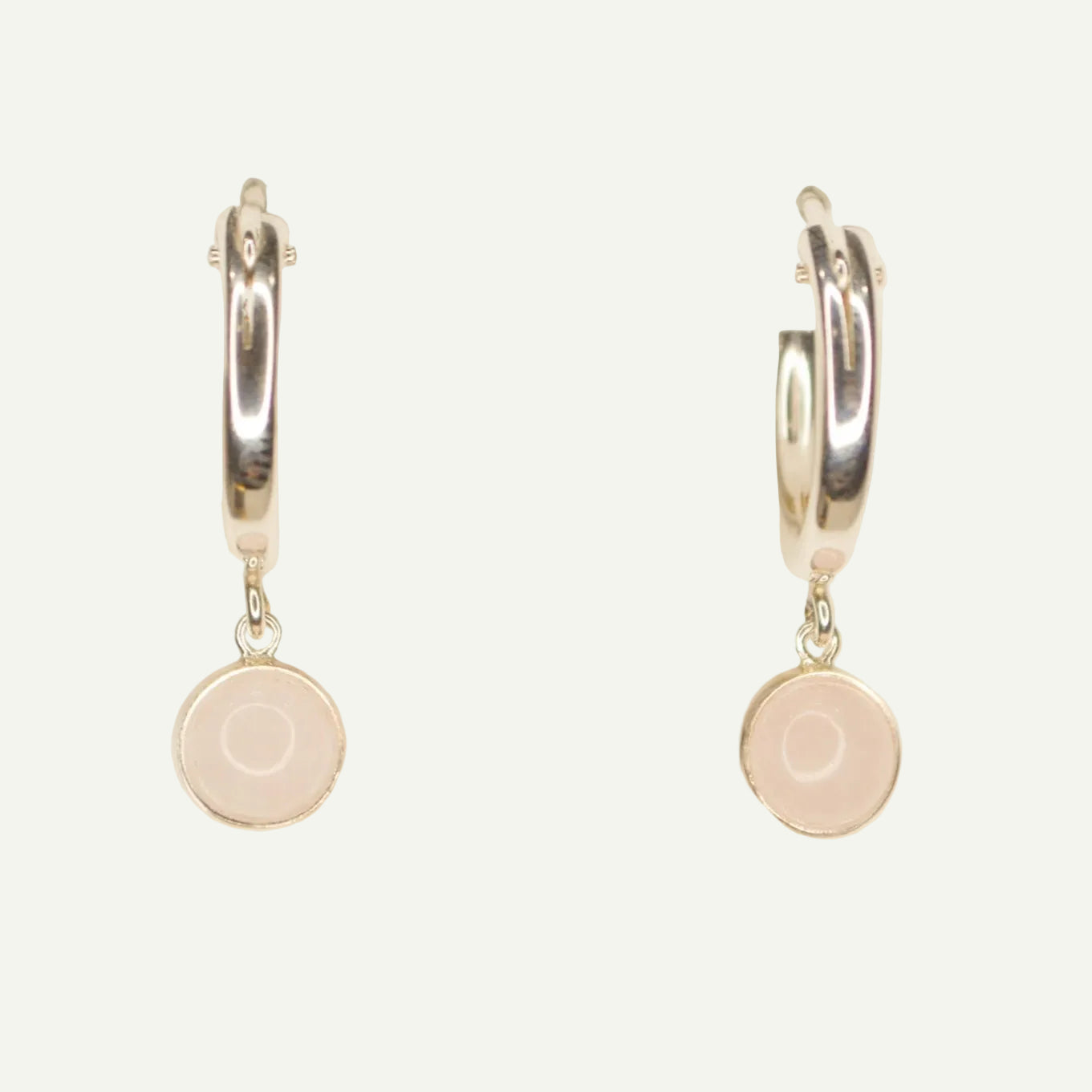 Silver rose quartz bezel hoops