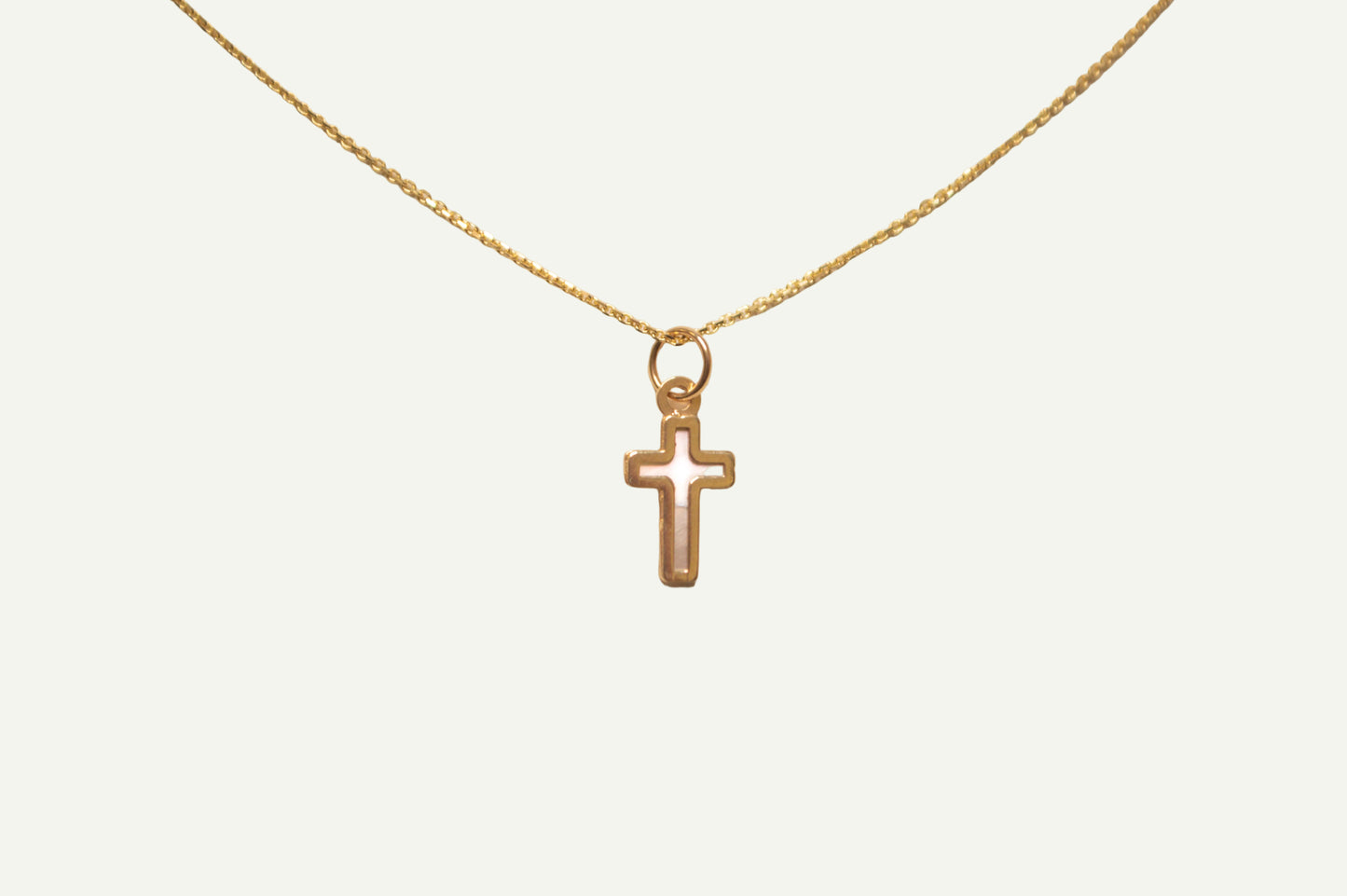 Solid Gold Mother of Pearl Cross