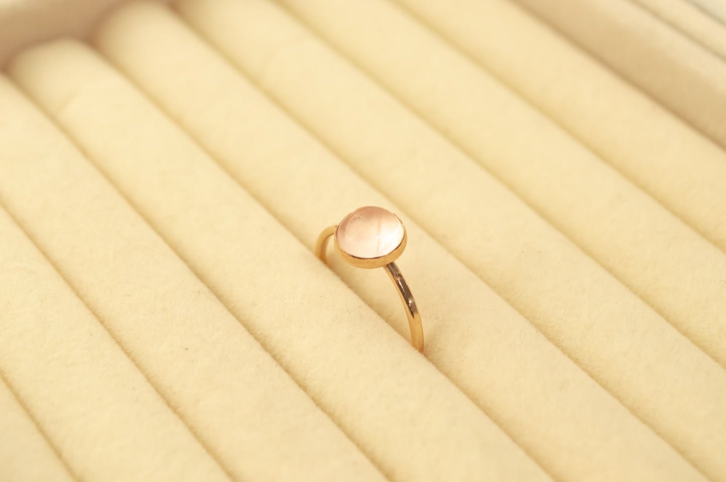 Rose Quartz Bezel Ring