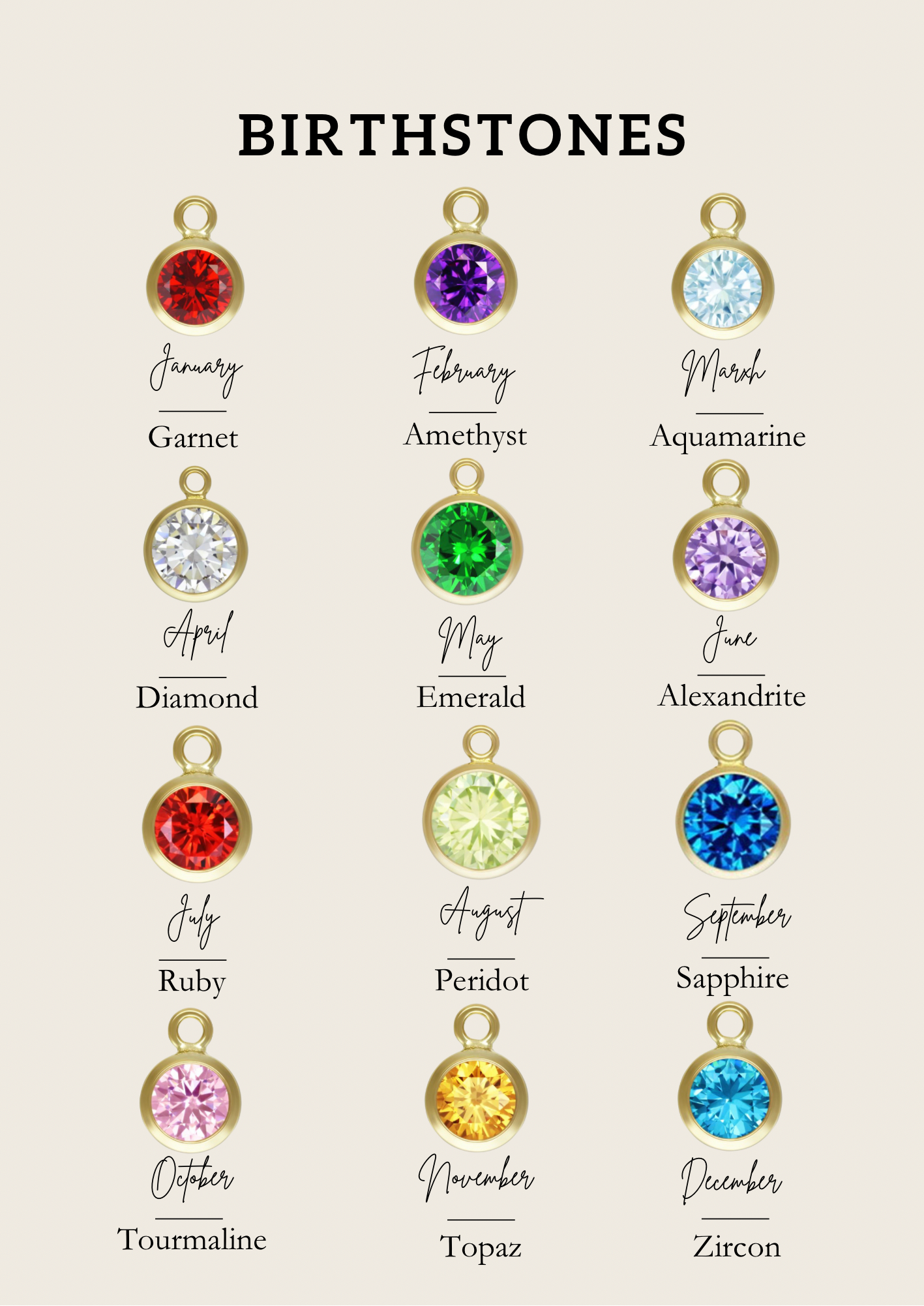 Birthstone Crystal Pendant Necklace