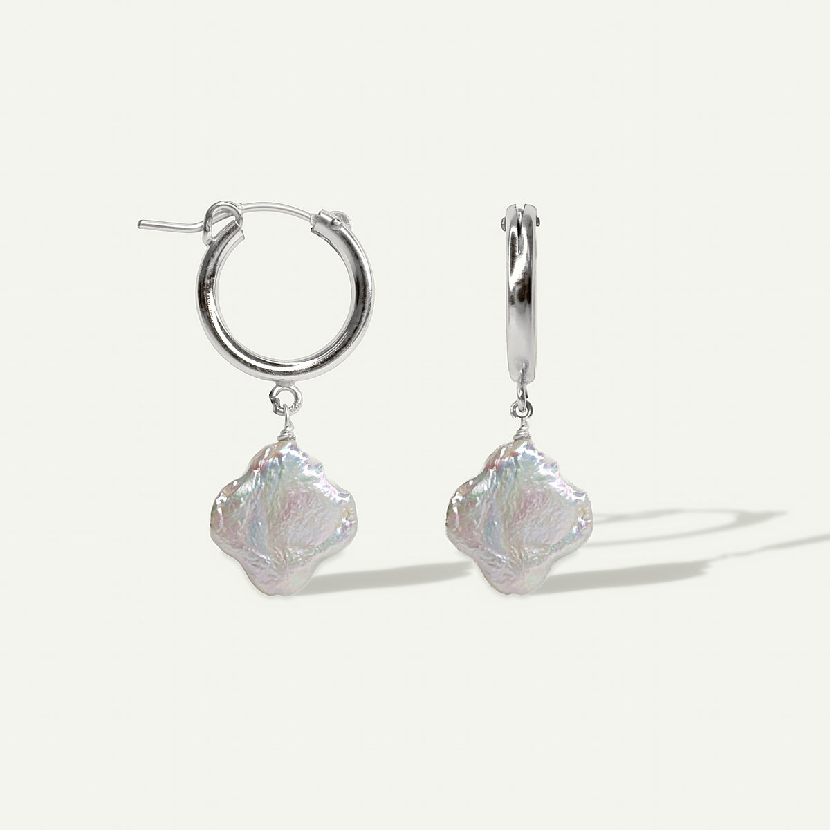 Clover Pearl Hoops