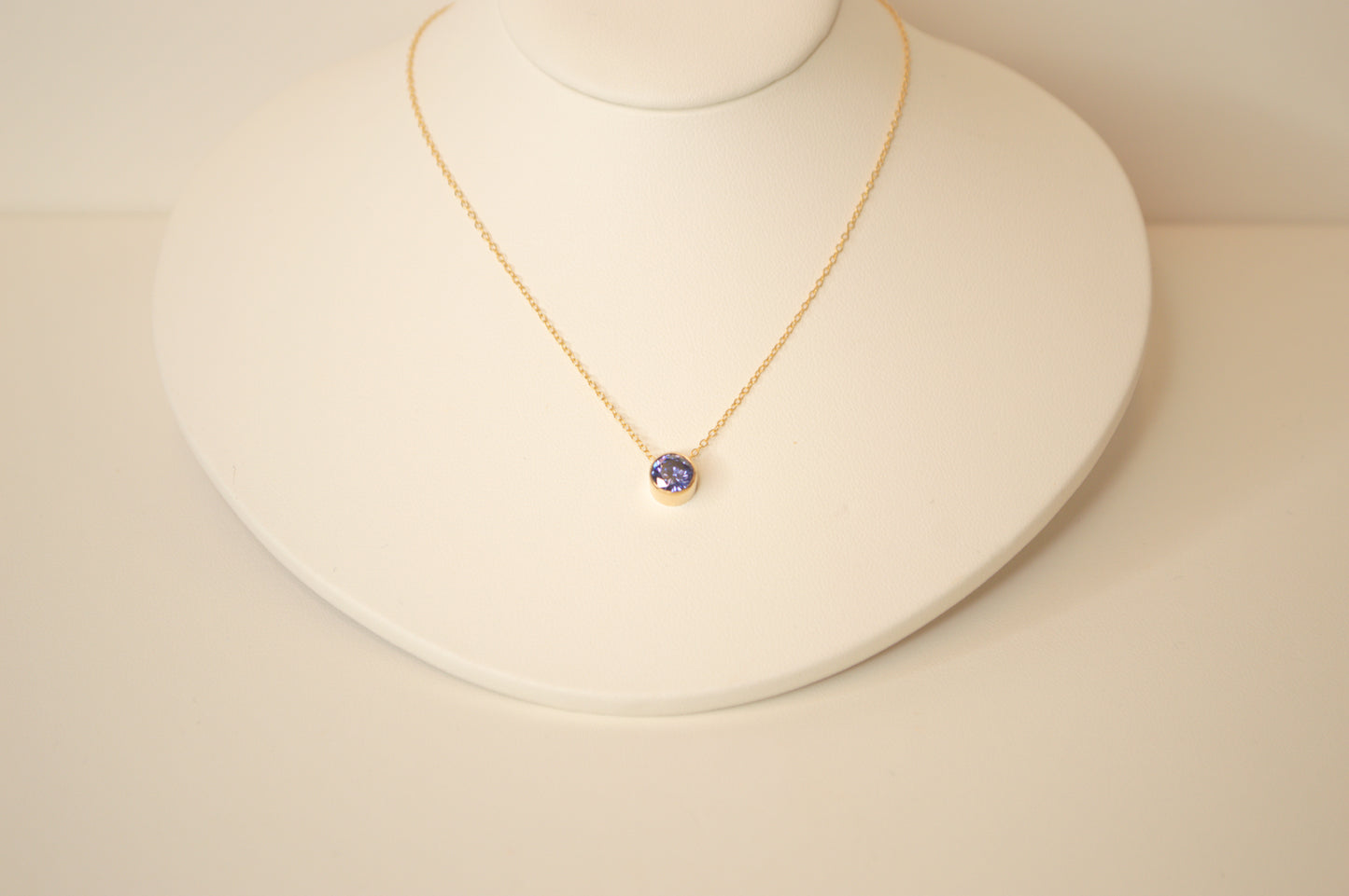 Bezeled Birthstone Necklace