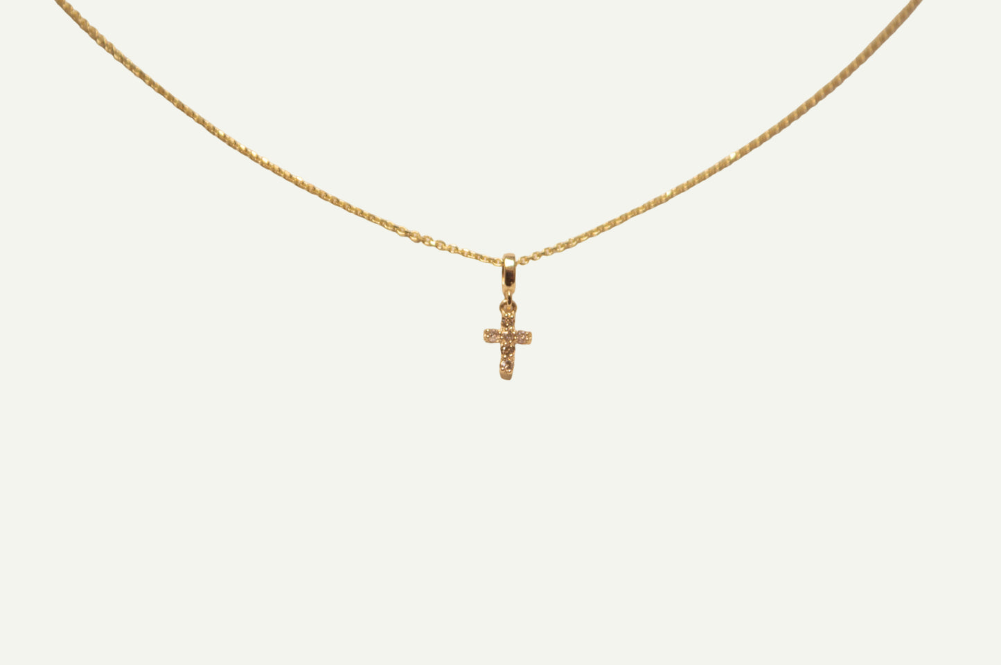 Solid Gold Diamond Cross Necklace
