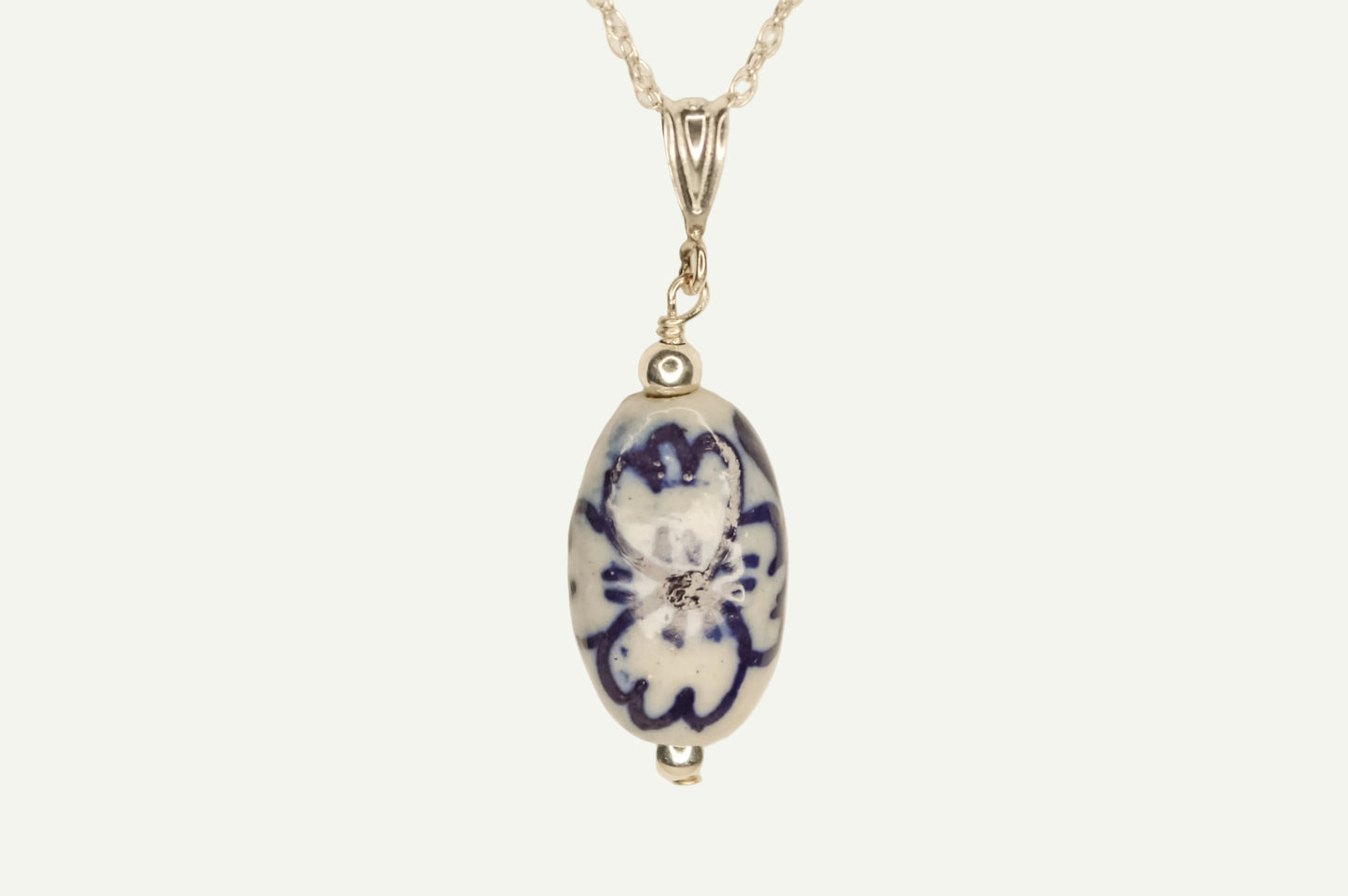 Blue Willow Oval Necklace