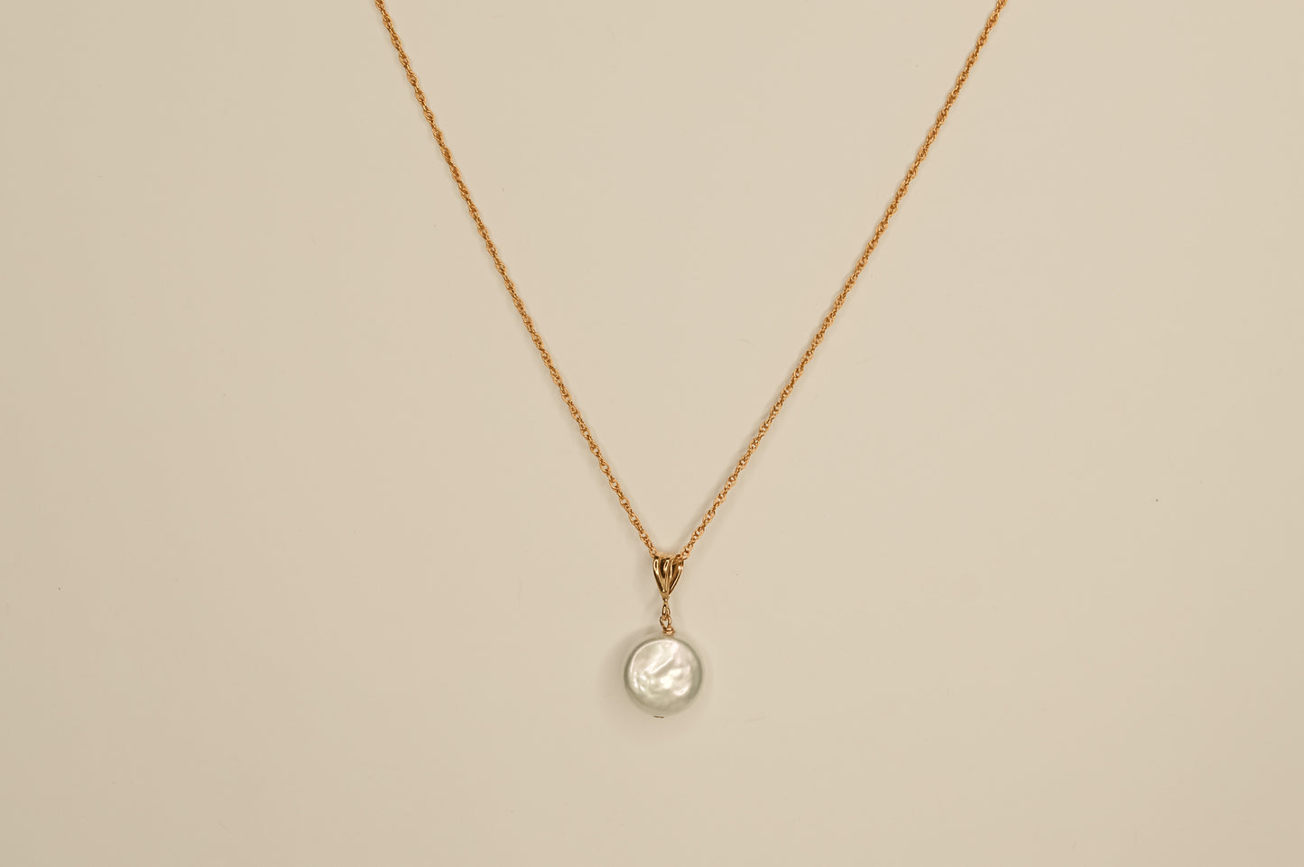 Coin Pearl Drop Necklace