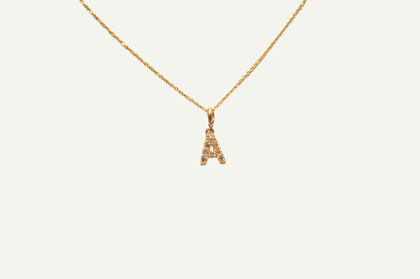 Solid Gold Initial Diamond Necklace