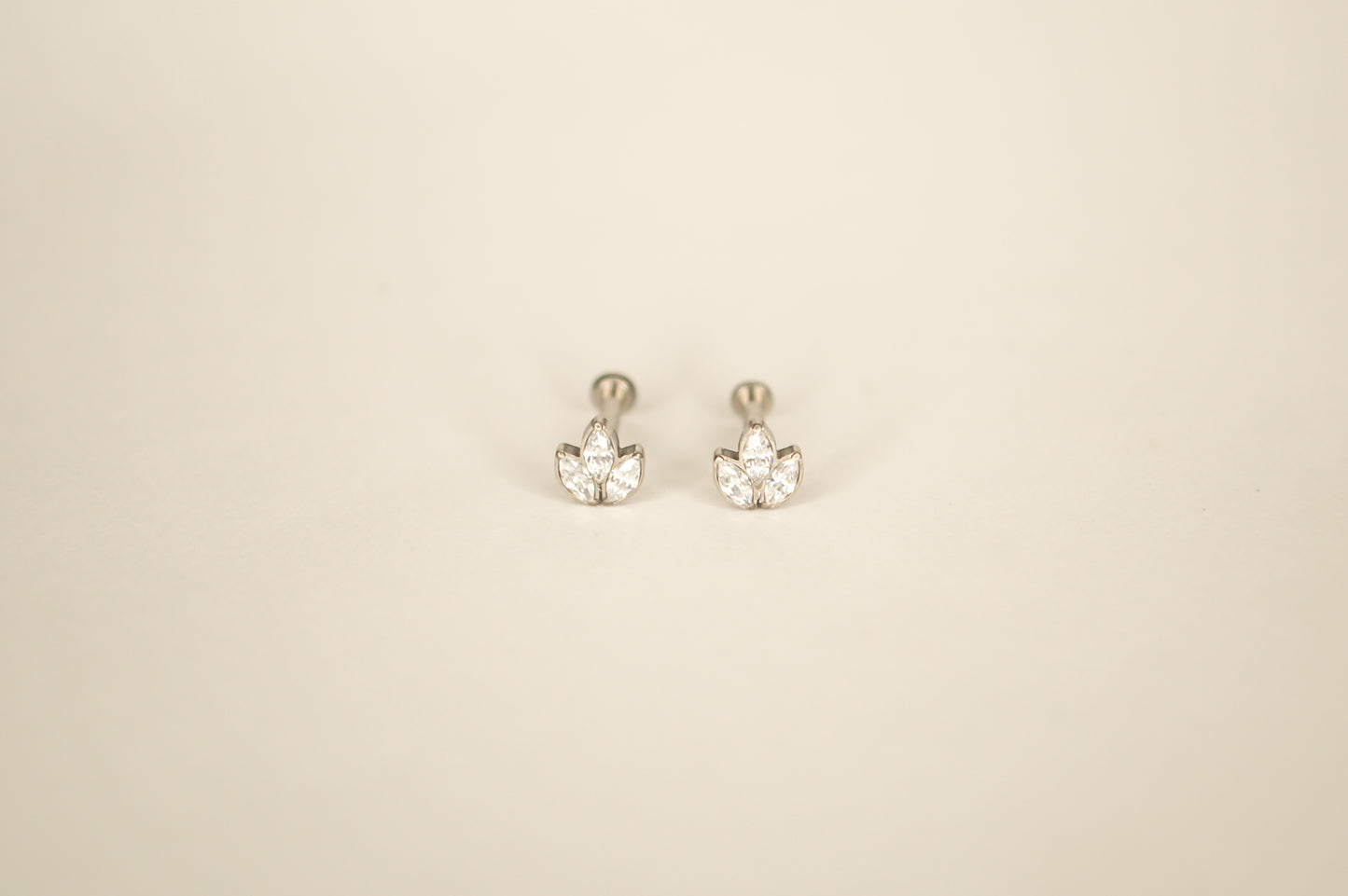 Silver crystal lotus flatback earring