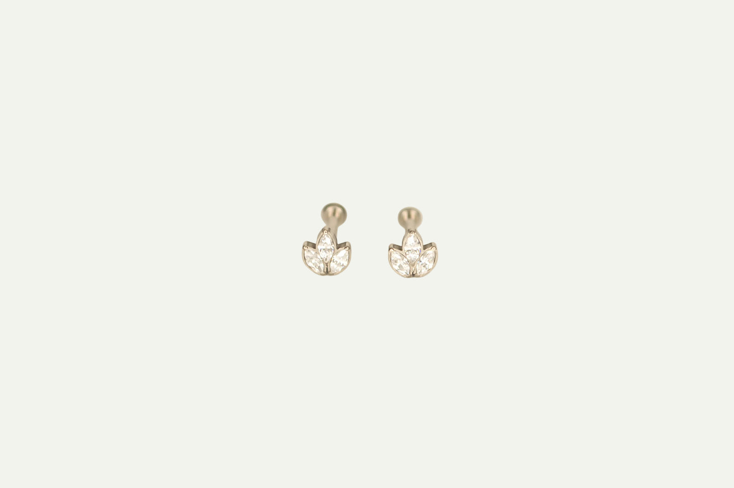 Silver crystal lotus flatback earring