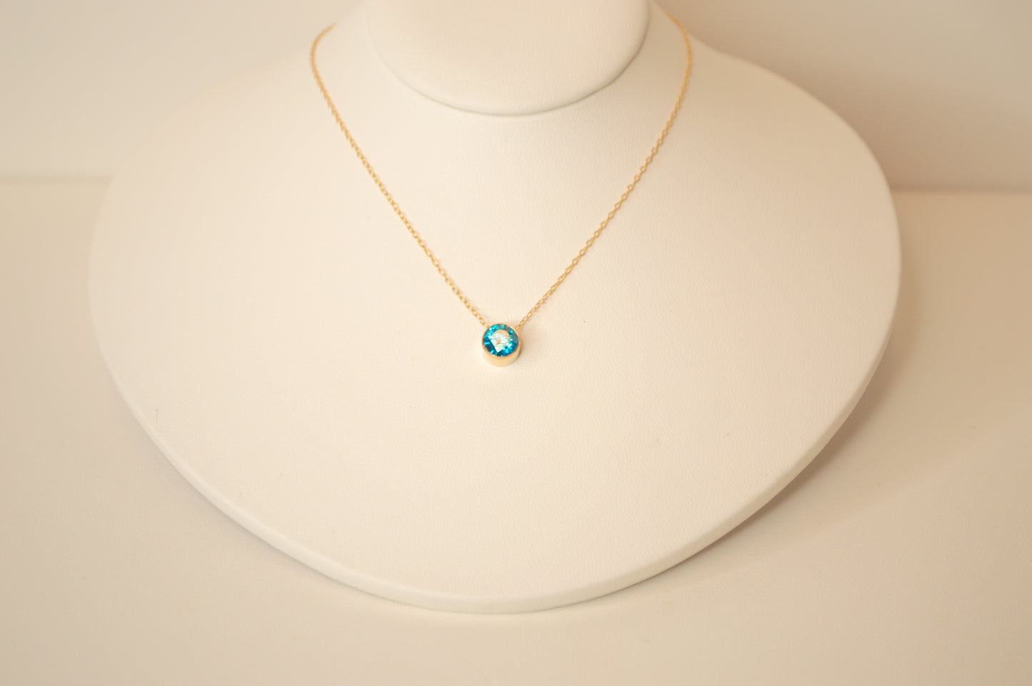 Bezeled Birthstone Necklace