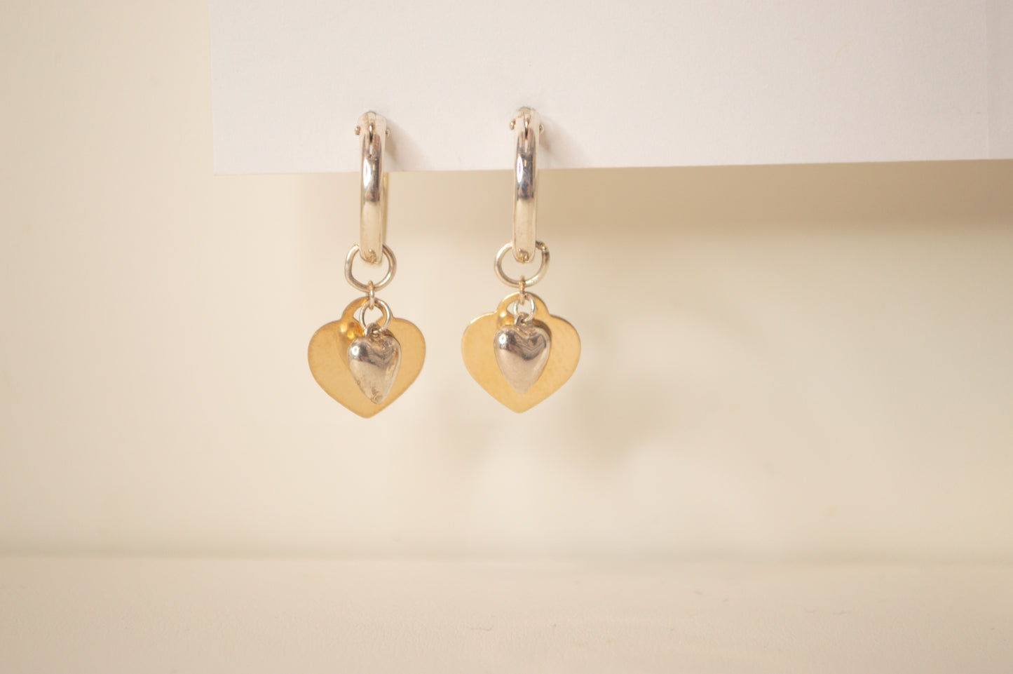 Mixed Metal Heart Hoops