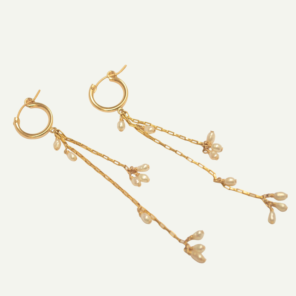 Pearl Rain Hoops in 14k gold filled by Syd Squared Jewelry