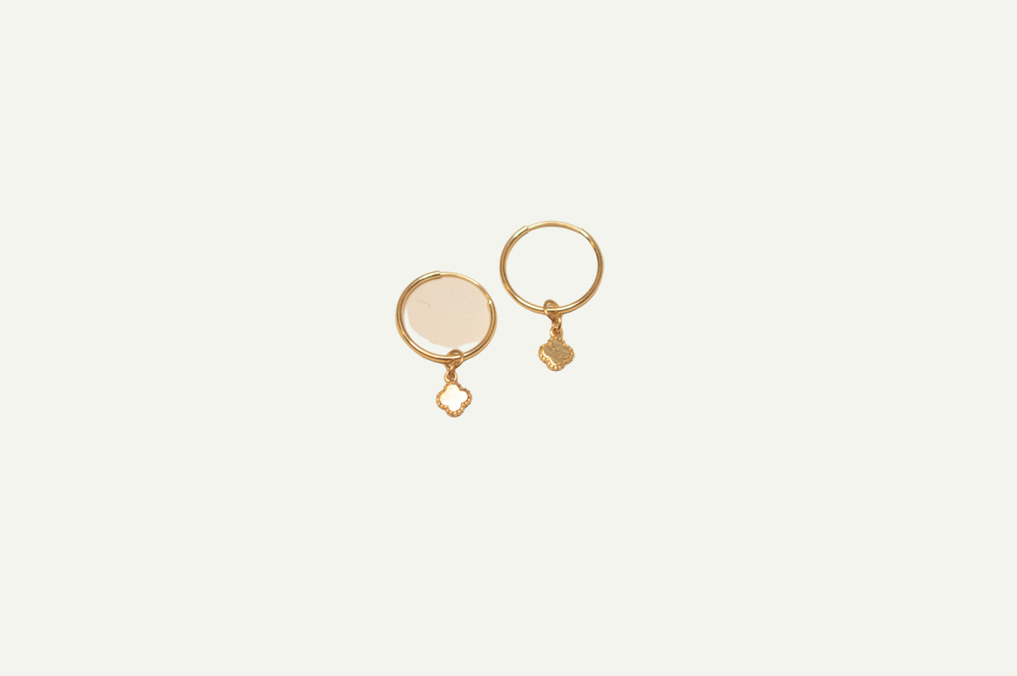 Solid Gold Clover Hoops