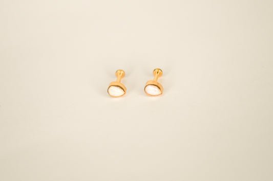Opal Flatback earrings gold