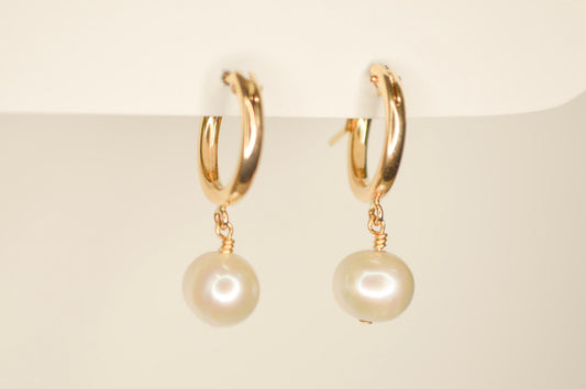 Classic Pearl Drop Hoops