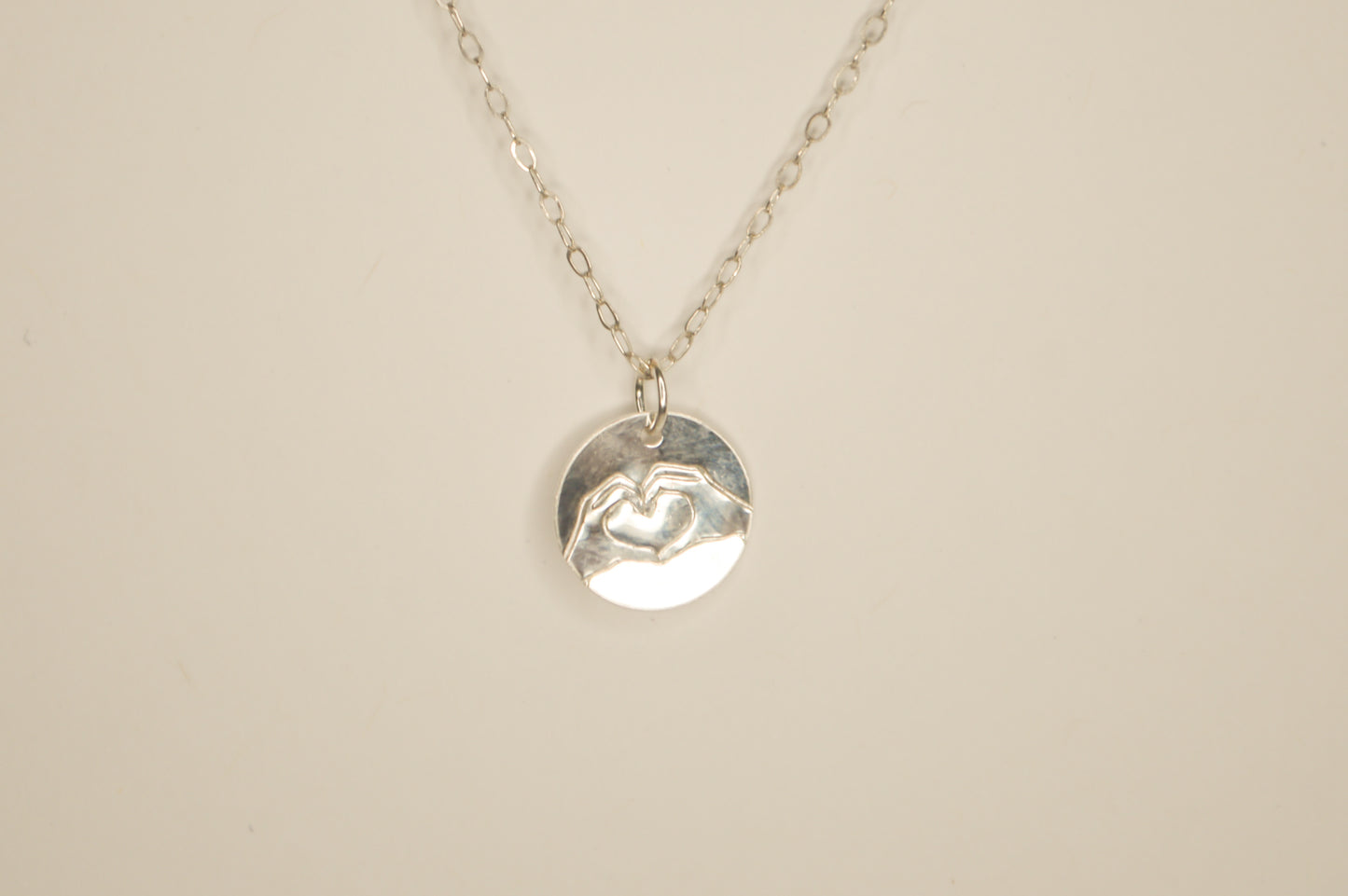 silver stamped heart necklace