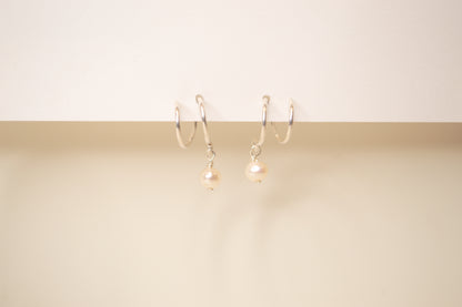 Double Twist Pearl Hoops