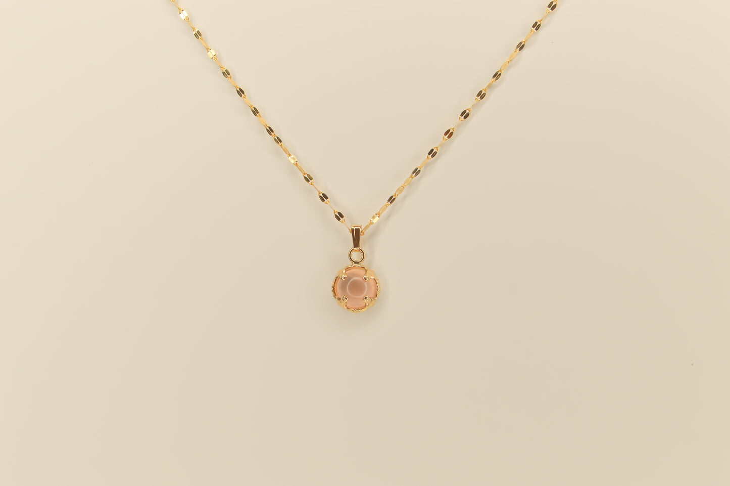 Rose Quarts Bezel Necklace