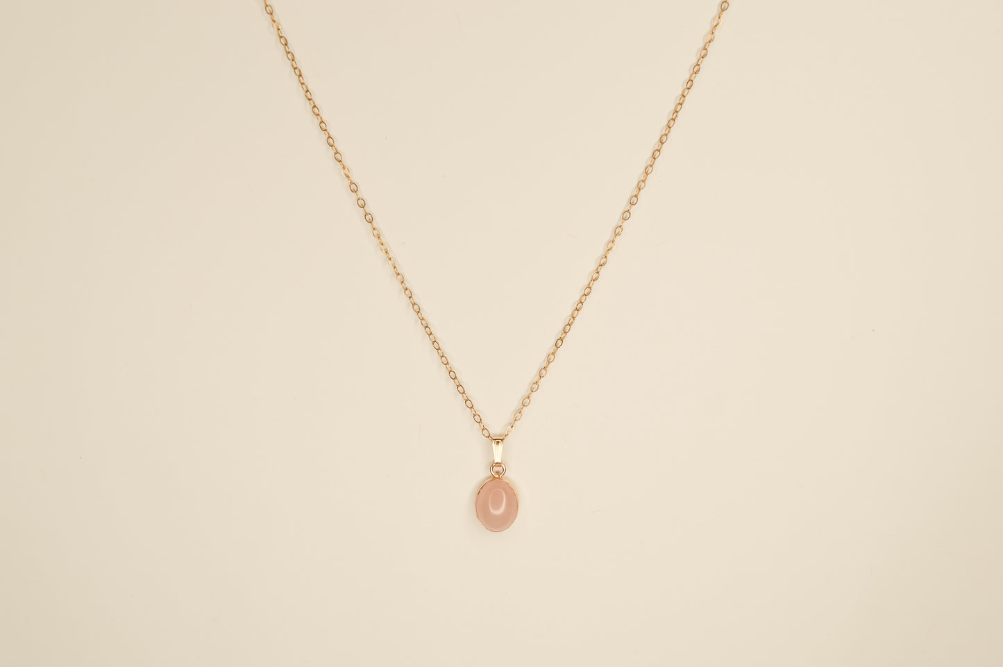 Rose Quarts Bezel Necklace