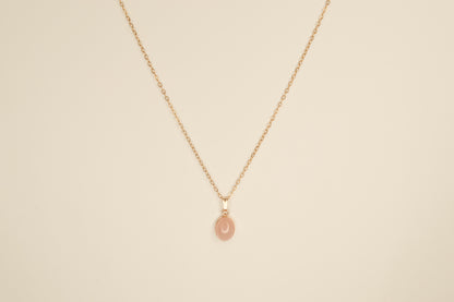 Rose Quarts Bezel Necklace