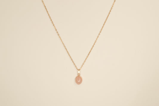 Rose Quarts Bezel Necklace