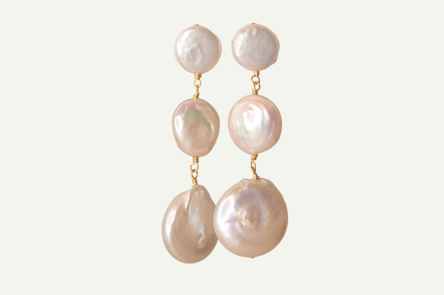 Coin pearl cascading earrings