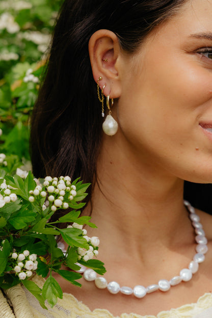 Large Baroque pearl hoops