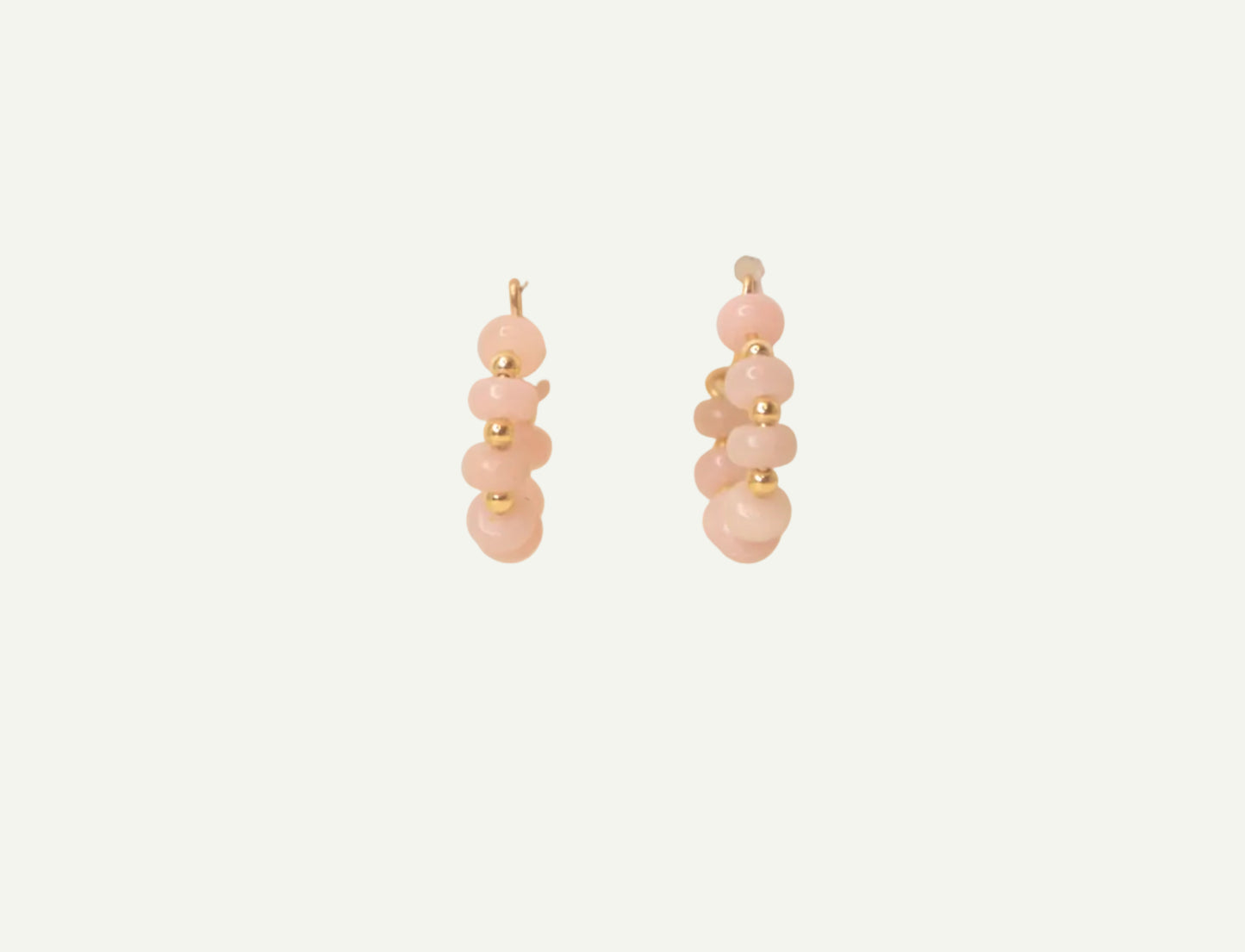 Pink Rondel Beaded Hoops