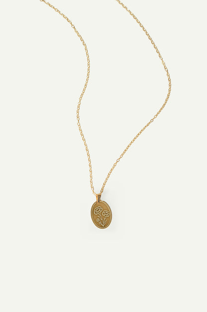 Birth Flower Necklace in 14k gold filled and .925 sterling silver by Syd Squared Jewelry
