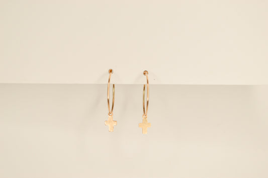 Dainty Cross Hoops