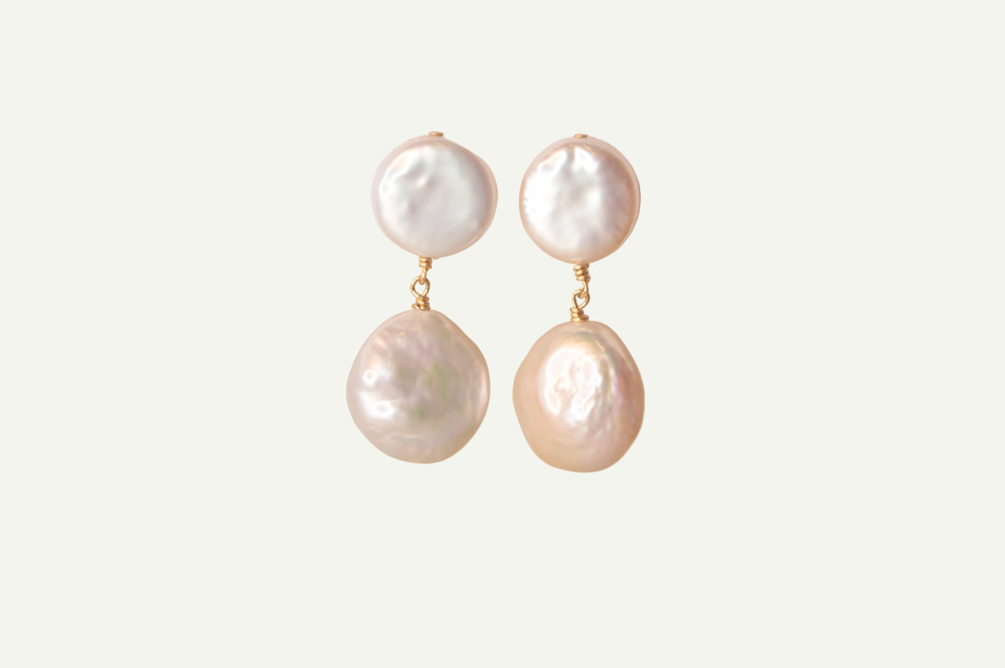 Coin Pearl Drop Studs