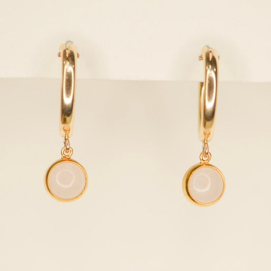 Rose quartz gold bezel hoop