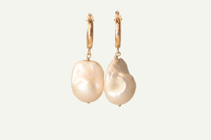 Large Baroque pearl hoops