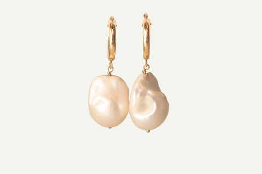 Large Baroque pearl hoops