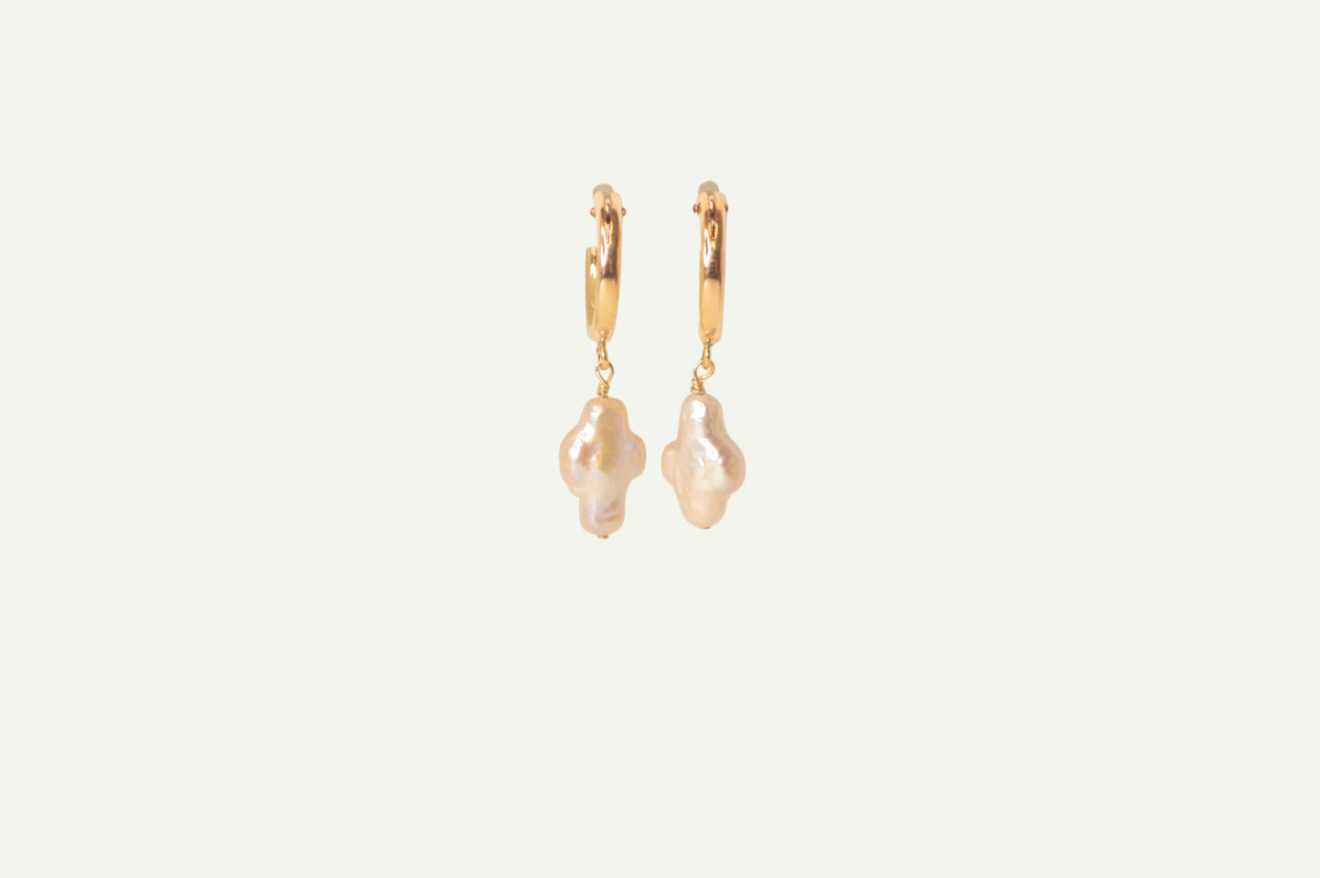 Celestial Cross Pearl Hoops