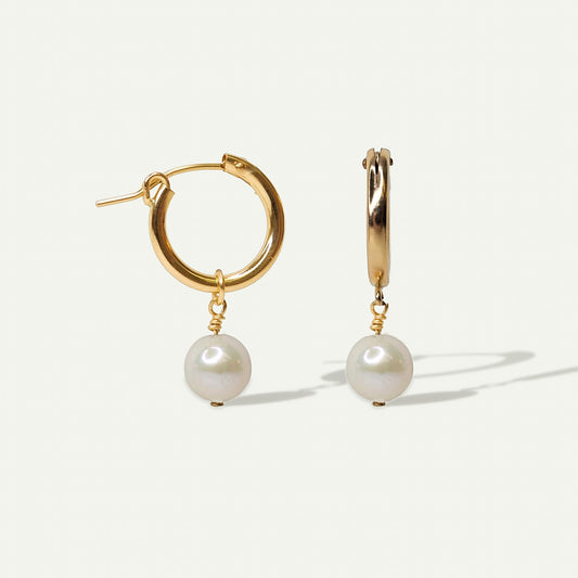 Classic Pearl Drop Hoops