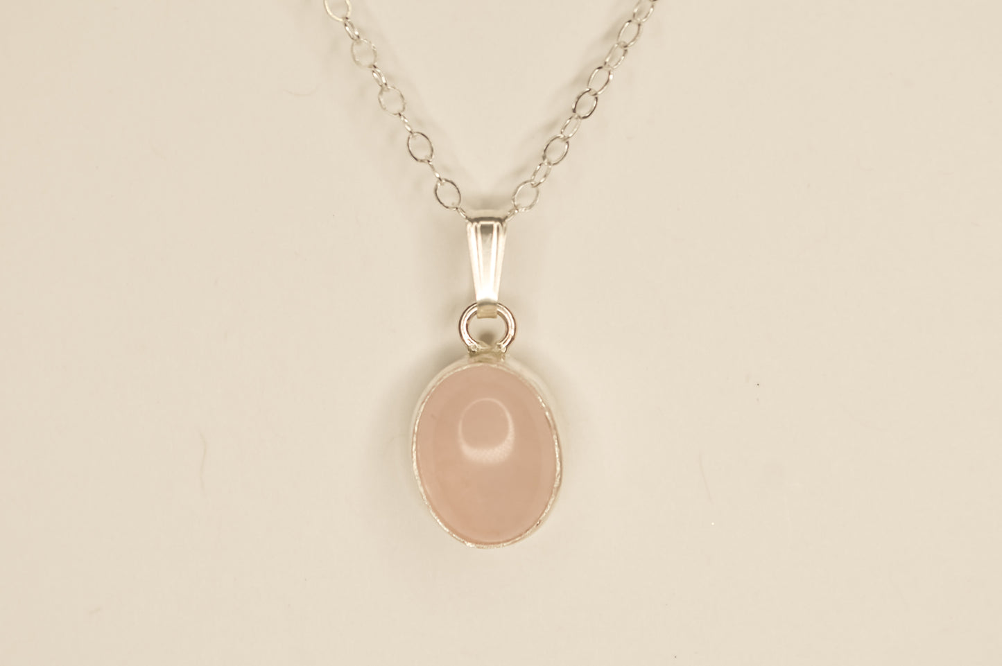 Rose Quarts Bezel Necklace