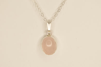 Rose Quarts Bezel Necklace