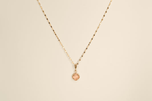 Rose Quarts Vintage Bezel Necklace