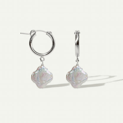 Clover Pearl Hoops