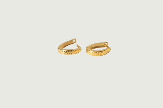 Sunburst Huggie Hoops in 14k gold filled by Syd Squared Jewelry