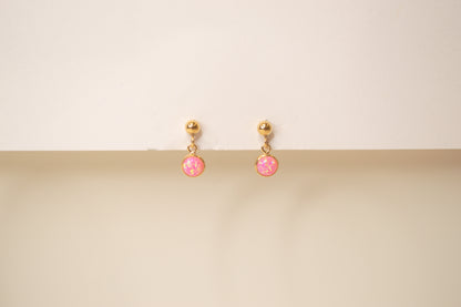 Hot Pink Opal Drop Stud