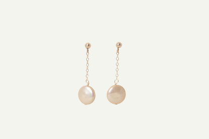 Coin Pearl Drop Stud