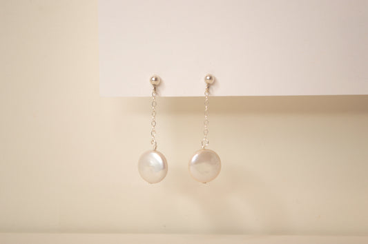 Coin Pearl Drop Stud