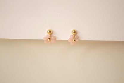 Rose Quartz Blossom Stud