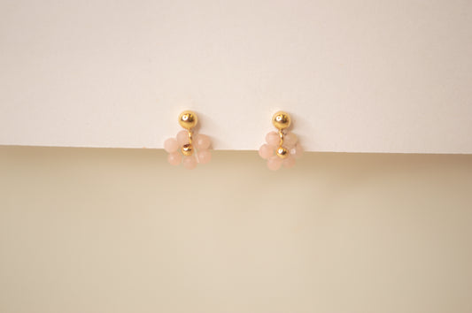 Rose Quartz Blossom Stud