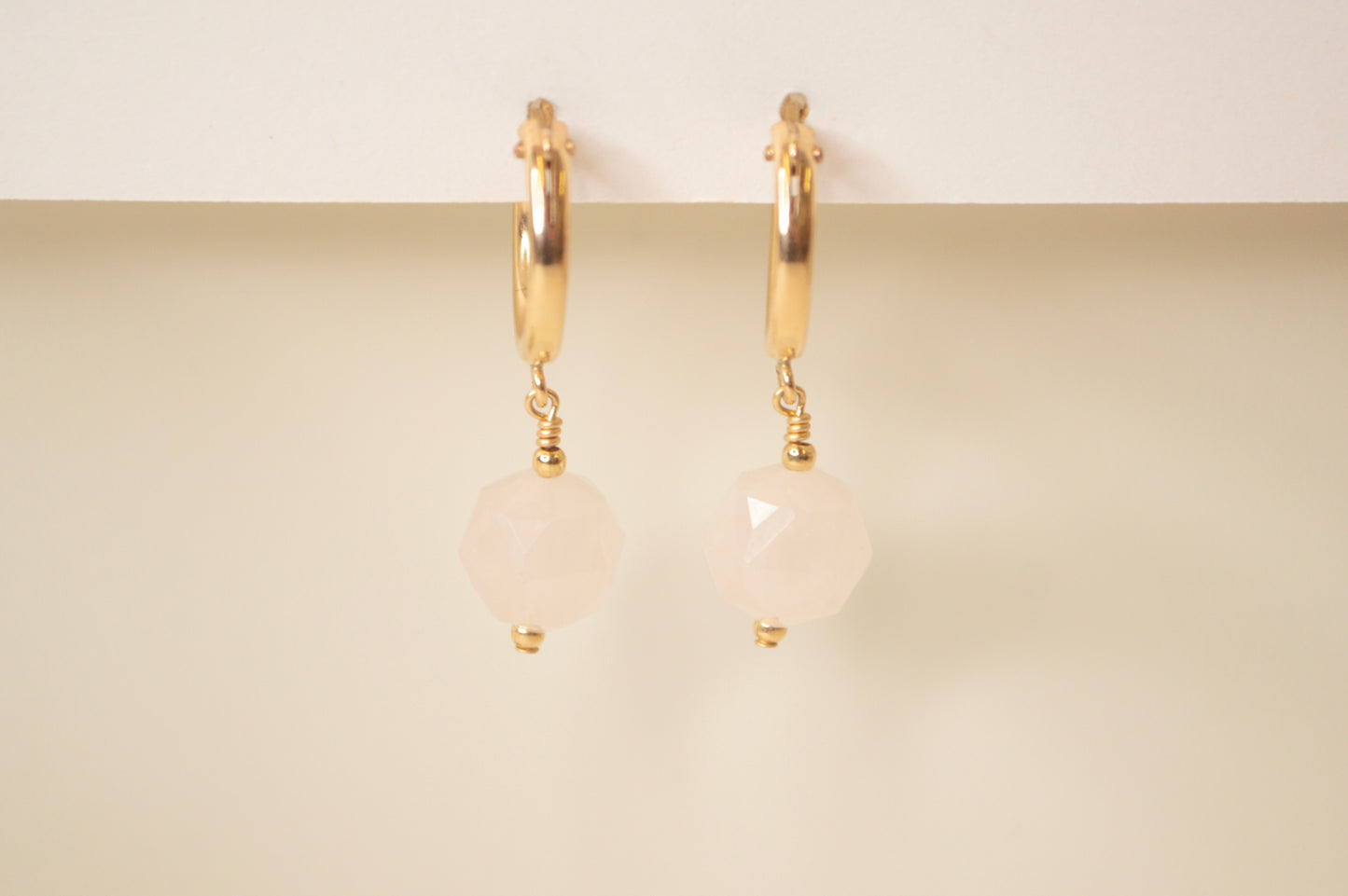 Faceted Rose Quartz Hoops