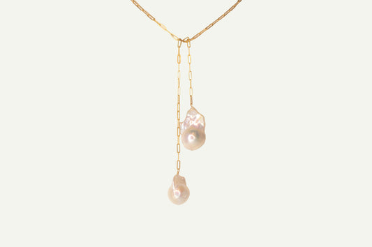 Baroque Pearl Tie Necklace